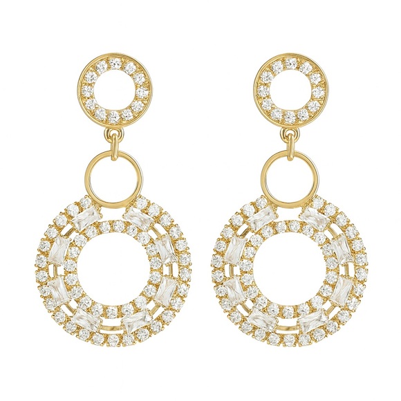 Anthropologie Jewelry - ⚜️ Elegant Gold Circle Drop Earrings